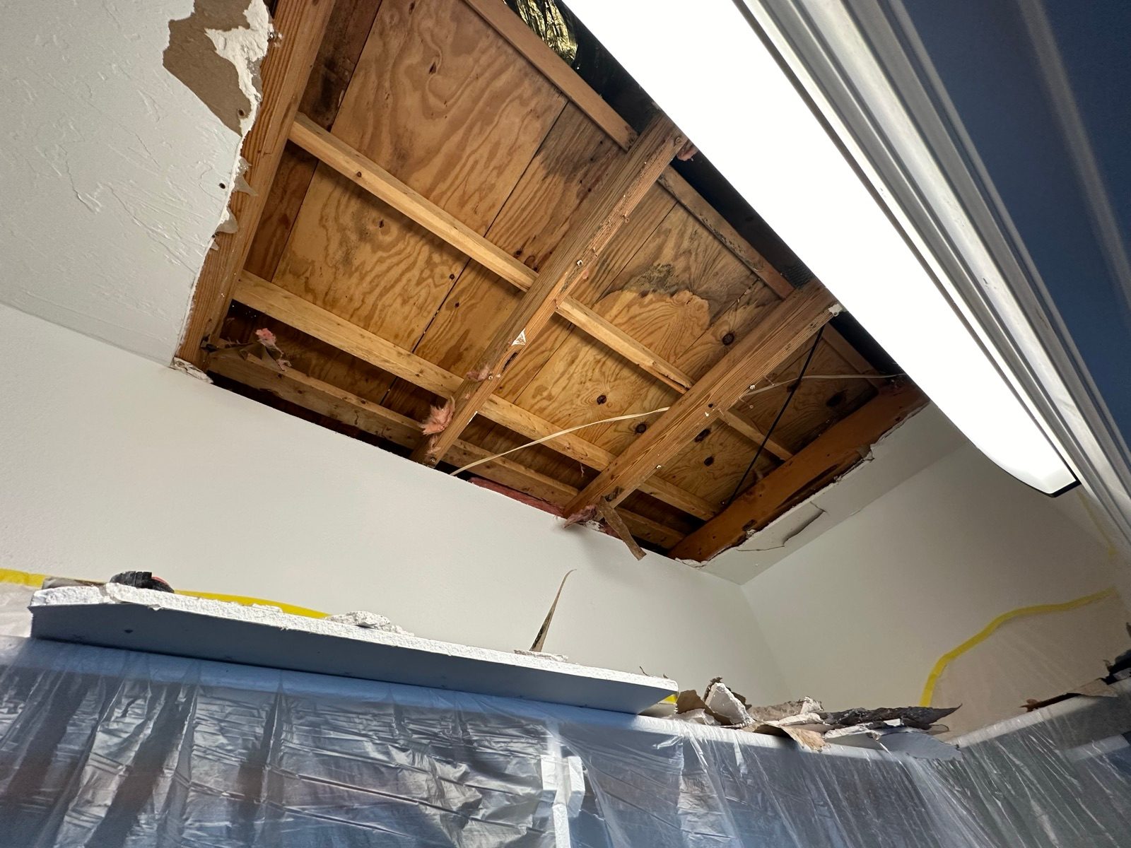 Large Drywall Ceiling Repair: before